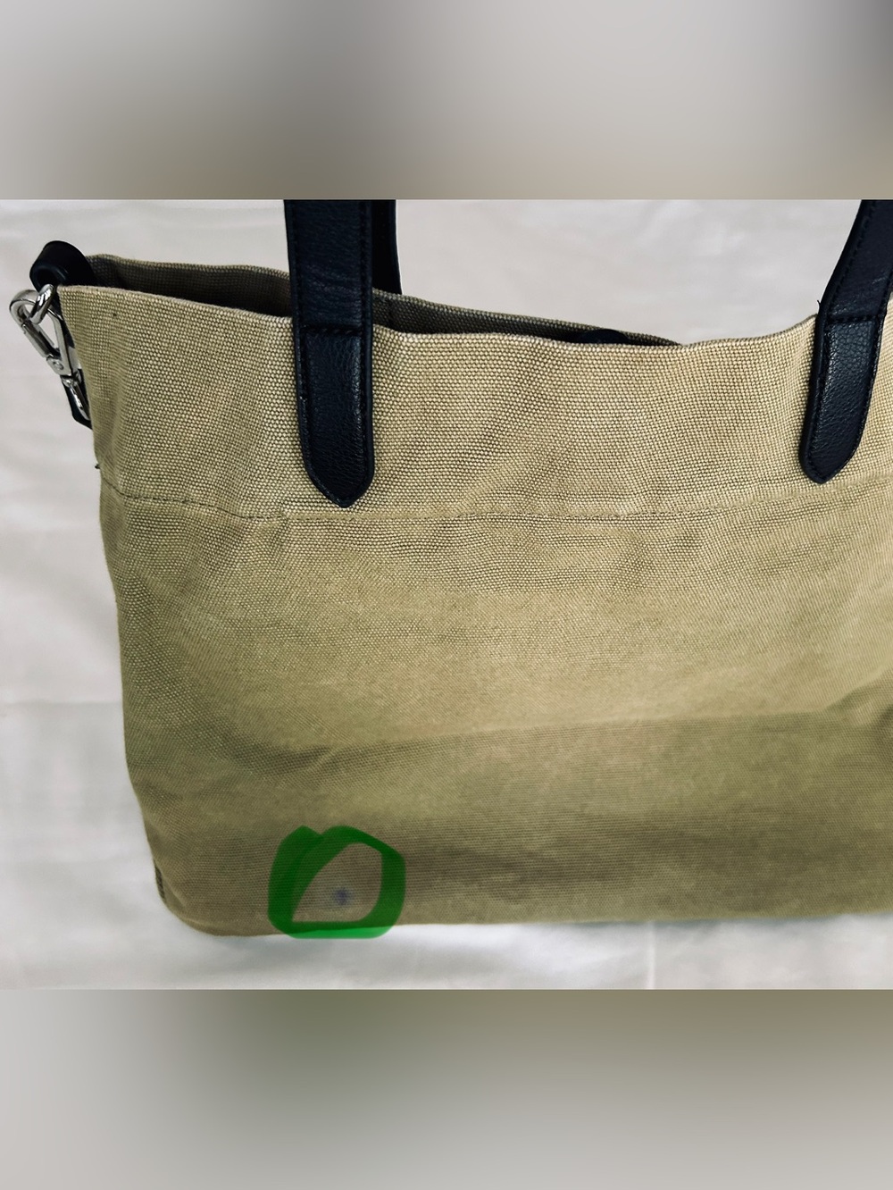 Banana Republic Army Green Canvas Tote with Black Faux Leather Straps - Picture 13 of 13